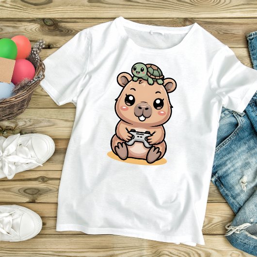 Cute Capybara Gamer Anime Turtle Kawaii Gaming  Tシャツ
