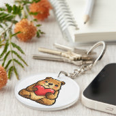 Cute Capybara Holding Heart Kawaii Capybara Keycha キーホルダー (正面右)