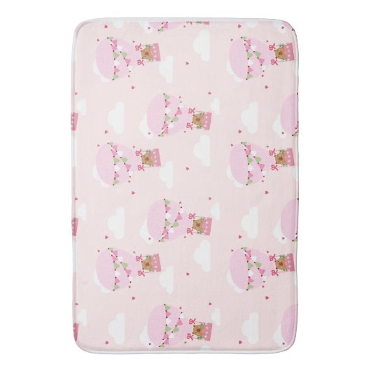 Cute Capybara Hot Air Balloon バスマット (正面縦)