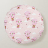 Cute Capybara Hot Air Balloon ラウンドクッション (裏面)