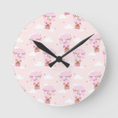 Cute Capybara Hot Air Balloon ラウンド壁時計 (正面)