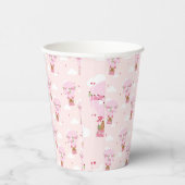 Cute Capybara Hot Air Balloon Pink Birthday  紙コップ (右)