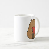 Cute Capybara Hugging Heart Valentine コーヒーマグカップ (正面右)