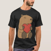 Cute Capybara Hugging Heart Valentine Tシャツ (正面)