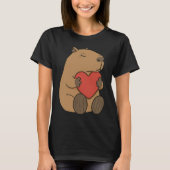 Cute Capybara Hugging Heart Valentine Tシャツ (正面)