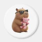 Cute Capybara Hugging Teddy Bear Magnet マグネット (正面)