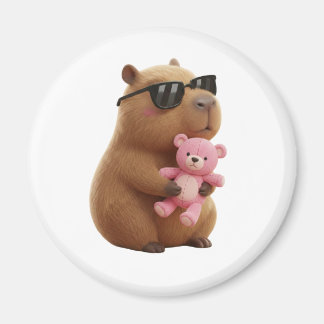 Cute Capybara Hugging Teddy Bear Magnet マグネット