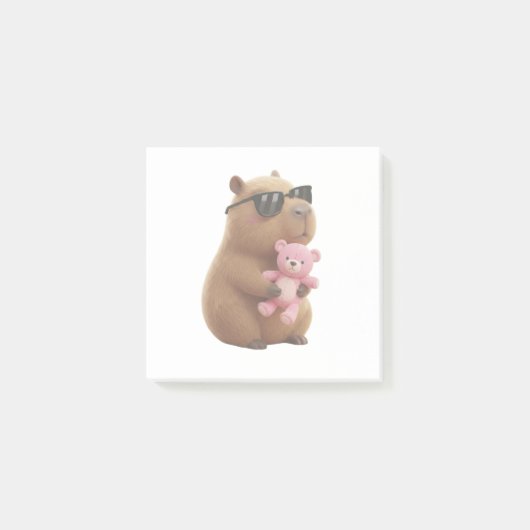 Cute Capybara Hugging Teddy Bear Post-it Notes ポストイット (正面)