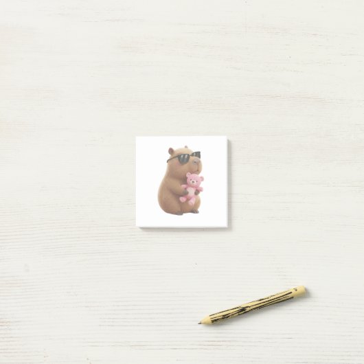 Cute Capybara Hugging Teddy Bear Post-it Notes ポストイット (デスク上)
