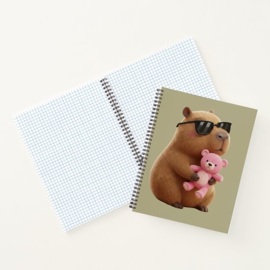 Cute Capybara Hugging Teddy Bear Spiral Notebook ノートブック (内部)