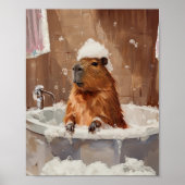 Cute Capybara in Bubble Bath Poster ポスター (正面)