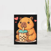 Cute Capybara Kawaii Anime Drinking Bubble Tea Lov カード (正面)