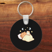 Cute Capybara Kawaii Sleep Pajamas Sleepybara Cat  キーホルダー (正面)