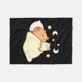 Cute Capybara Kawaii Sleep Pajamas Sleepybara Cat  フリースブランケット (正面(横))