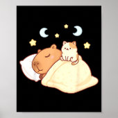 Cute Capybara Kawaii Sleep Pajamas Sleepybara Cat ポスター (正面)