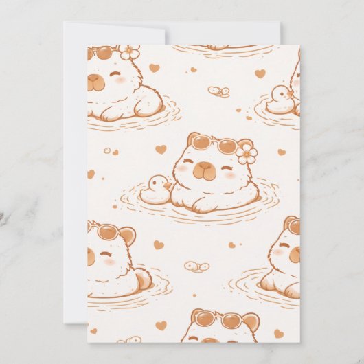 Cute Capybara Kids Birthday Party Invitation 招待状 (裏面)