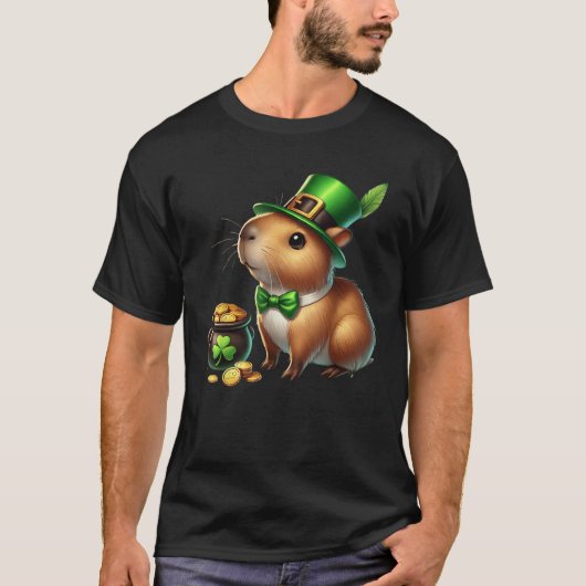 Cute Capybara Leprechaun St Patricks Day Shamrock Tシャツ (正面)