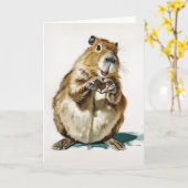 Cute Capybara Love Gesture カード (黄色い花)