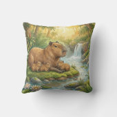 Cute Capybara Mama And Babies Jungle Animals  クッション (裏面)