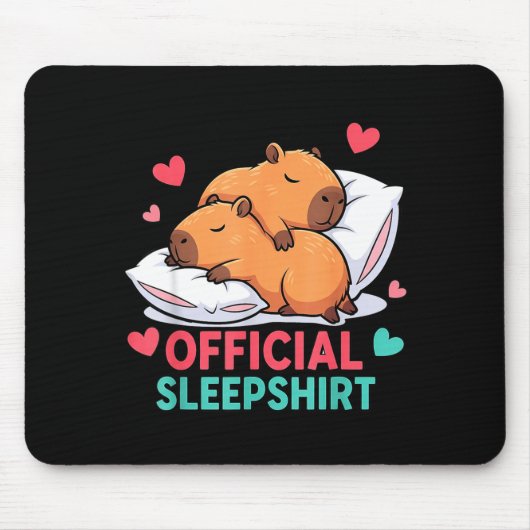 Cute Capybara Official Sleepshirt Cozy Sleep Valen マウスパッド (正面)
