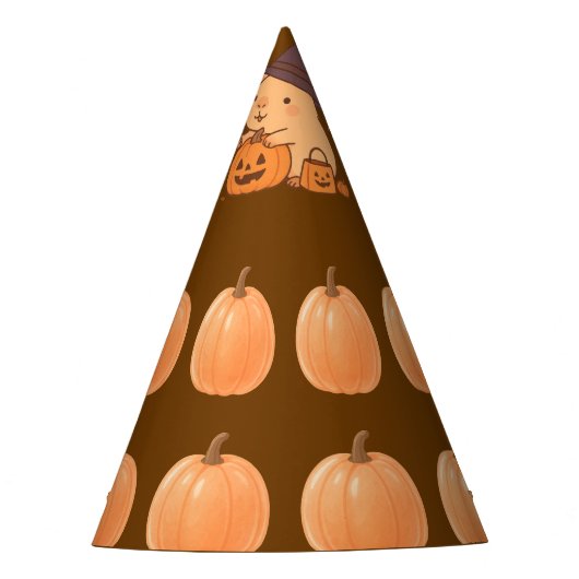 Cute Capybara on Pumpkin Halloween Party Hat パーティーハット (正面)