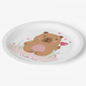 Cute Capybara Personalized Pink Baby Shower  ペーパープレート (アングル)