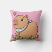 Cute Capybara Pillow | Adorable Animal Throw Cushi クッション (裏面)