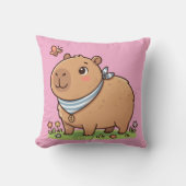Cute Capybara Pillow | Adorable Animal Throw Cushi クッション (正面)