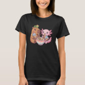 Cute Capybara Pink Axolotl Ramen Turtle Bubble Tea Tシャツ (正面)