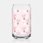 Cute Capybara Pink Hot Air Balloon  ガラス缶 (裏面)