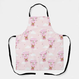 Cute Capybara Pink Hot Air Balloon Apron エプロン