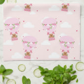 Cute Capybara Pink Hot Air Balloon Apron キッチンタオル (折り畳み)
