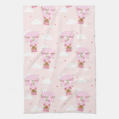Cute Capybara Pink Hot Air Balloon Apron キッチンタオル (縦)