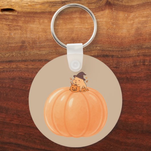 Cute Capybara Pumpkin Halloween Keychain キーホルダー (裏面)