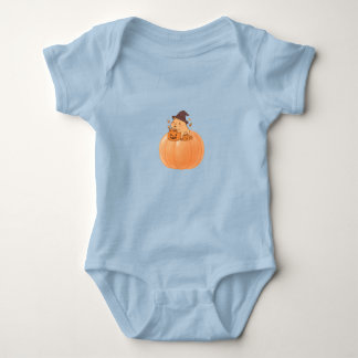 Cute Capybara Pumpkin Halloween T-Shirt ベビーボディスーツ