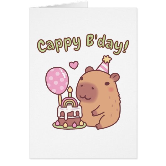 Cute Capybara Rainbow Birthday Cake Cappy Bday (正面)