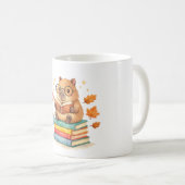 Cute Capybara Reading Books Watercolor コーヒーマグカップ (正面右)