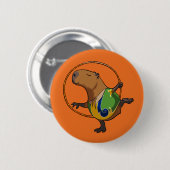 Cute Capybara Rhythmic Gymnastics Hoop Cartoon 缶バッジ (正面&裏面)