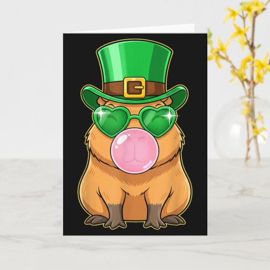 Cute Capybara St Patricks Day Capybara Bubble Gum カード (黄色い花)