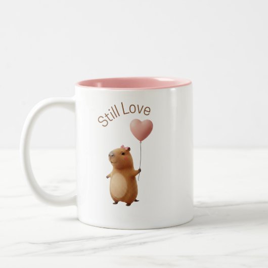 Cute Capybara Still Love Valentine Coffee Mug ツートーンマグカップ (左)