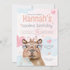 Cute Capybara-Themed Birthday Invitation 招待状