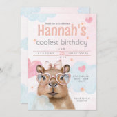 Cute Capybara-Themed Birthday Invitation 招待状 (正面/裏面)