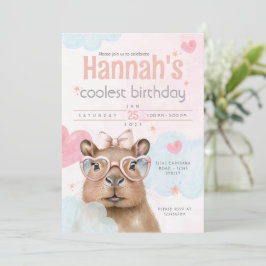 Cute Capybara-Themed Birthday Invitation 招待状
