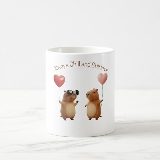 Cute Capybara Valentine Couple Balloon Coffee Mug ツートーンマグカップ (中央)