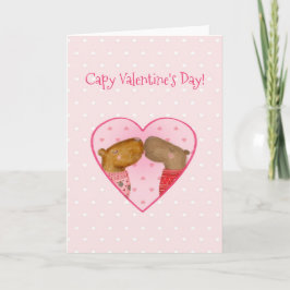 Cute capybara Valentine's Day card カード