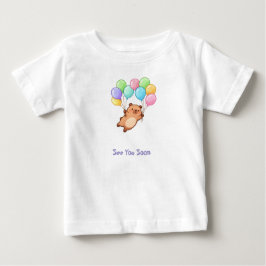 Cute Capybara with Balloons – See You Soon ベビーTシャツ