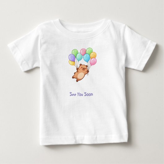 Cute Capybara with Balloons – See You Soon ベビーTシャツ (正面)