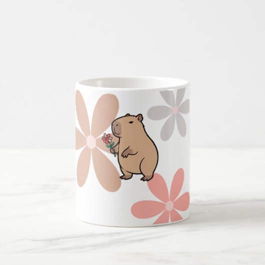  Cute Capybara With Flower  コーヒーマグカップ (中央)