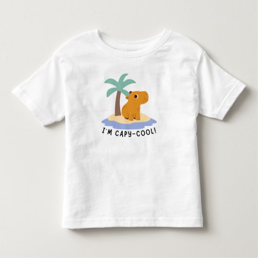 Cute Capybara with Palm Tree Toddler T-Shirt トドラーTシャツ (正面)
