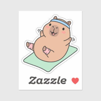 Cute Capybara Yoga Workout Funny Gym Fitness シール